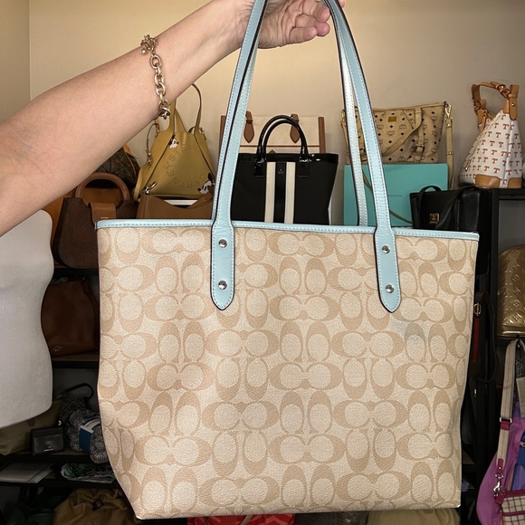 Coach Signature City Tote Project Khaki Jacquard & Powder Blue  No. F58292 - Picture 10 of 10